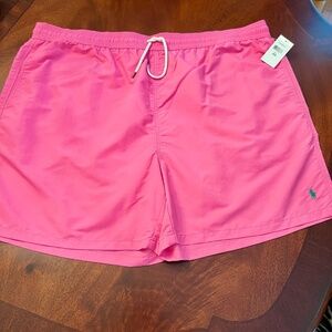 NWT Men's Polo Ralph Lauren Pink Swim Trunks w/ Green Polo Pony Size 4XB